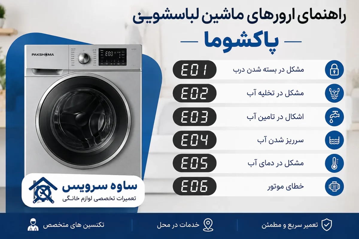 ارورهای ماشین لباسشویی پاکشوما