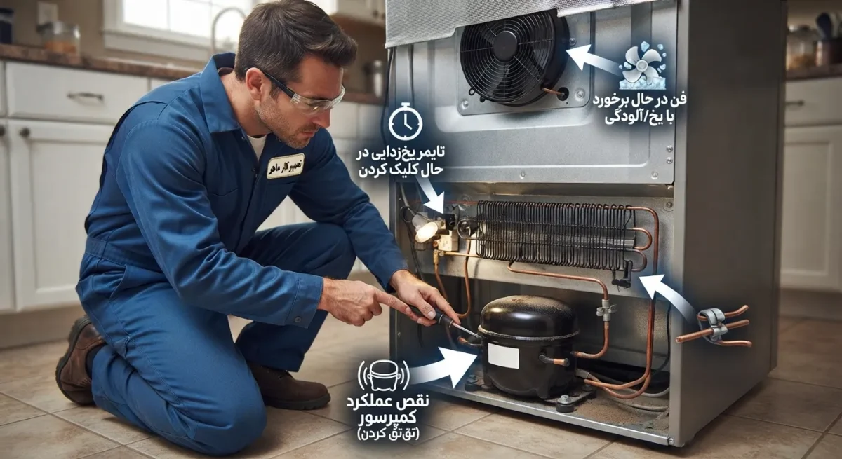 علت صداهای غیرعادی و تق تق یخچال